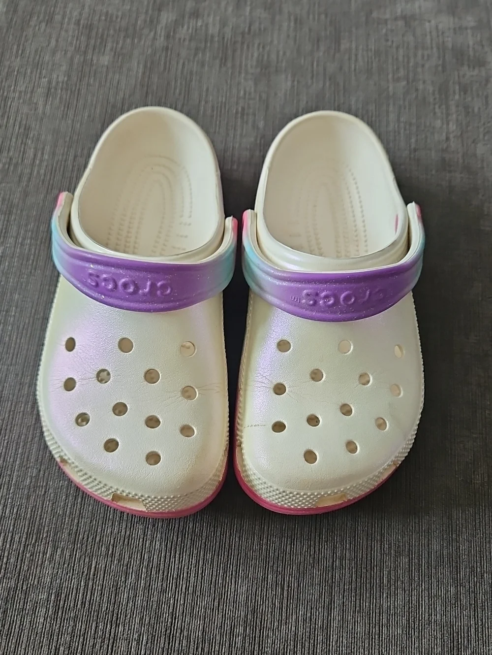 Crocs Sandals In Shimmery White Size Youth 4